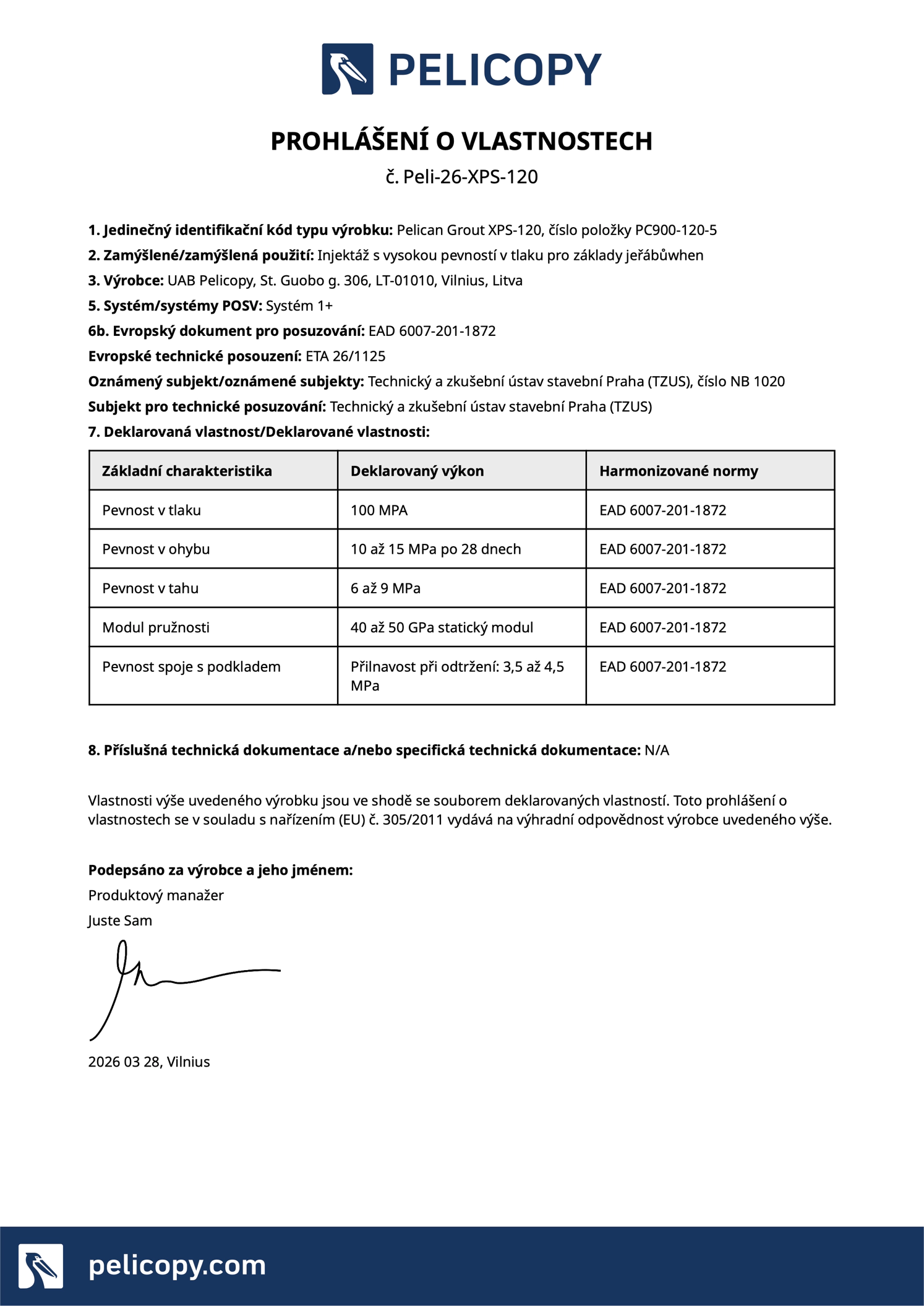 Declaration of Performance in CS