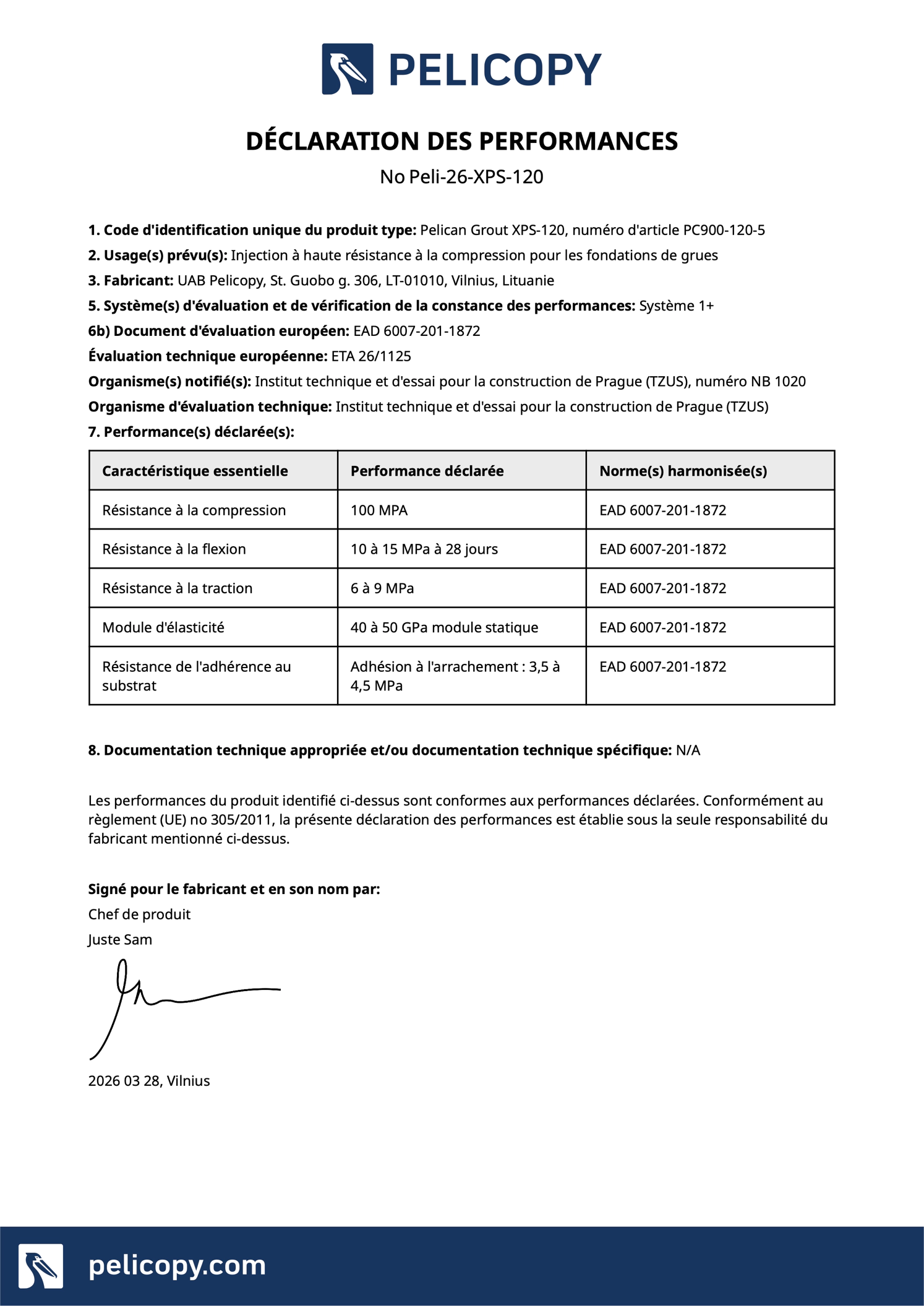 Declaration of Performance in FR